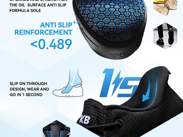 Men's Non-Slip Work Easy Slip Loafers Boat Casual Sneakers Shoes with Arch Support