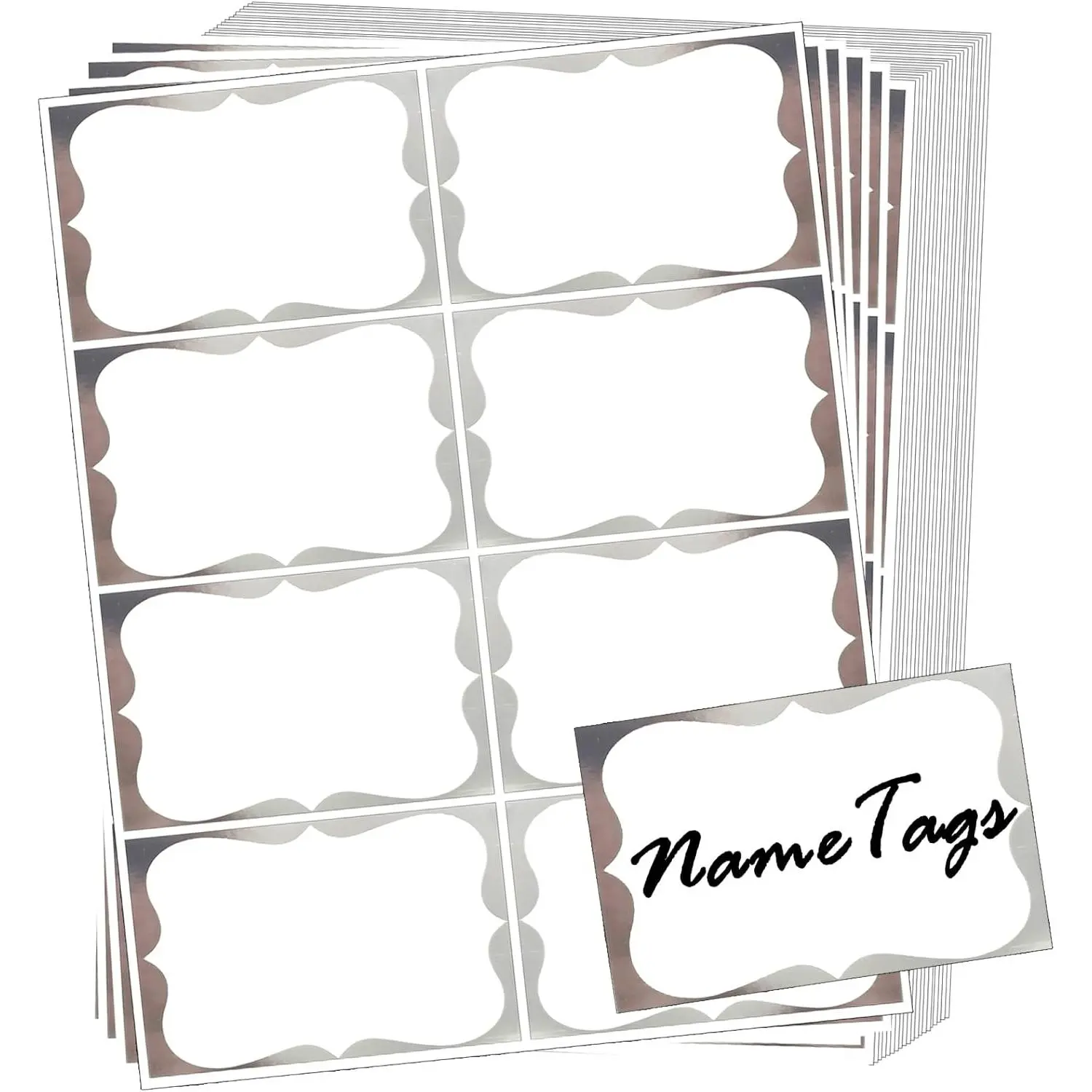 Foil Sticky Name Tags, 3.5" x 2.25" Adhesive Foil Name Tag Stickers  Label Stickers for Class Union, Conference, Family Gatherings, 200 count ()