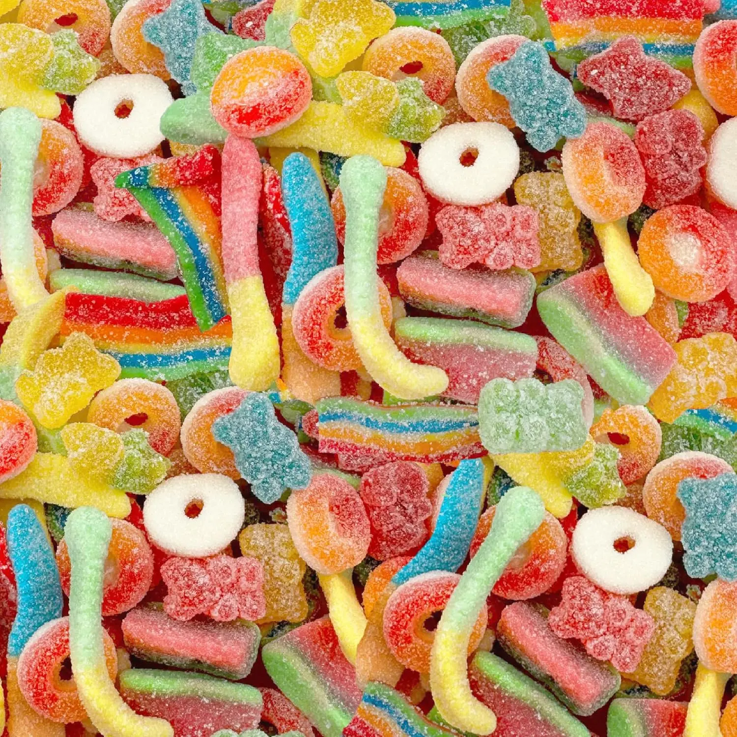 Sour Gummy Candy Mix, Chewy Candy, Fruit Flavors, 2 Lb Bag | Gummy Worms & Bears, Belts, Peach Rings, Watermelon Wedges, Bulk Gummies