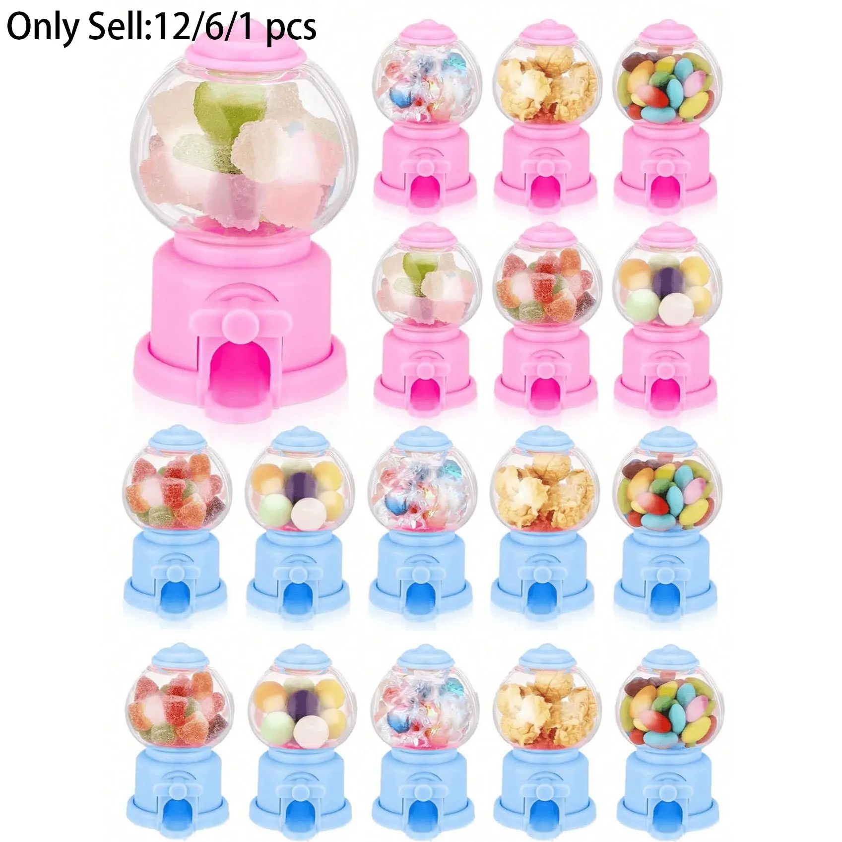 Candy Party Gift Mini Candy Dispenser Plastic Gumball Machine Treat Box Storage Dispenser, Fun Table Centerpiece for Parties and Gender Reveal