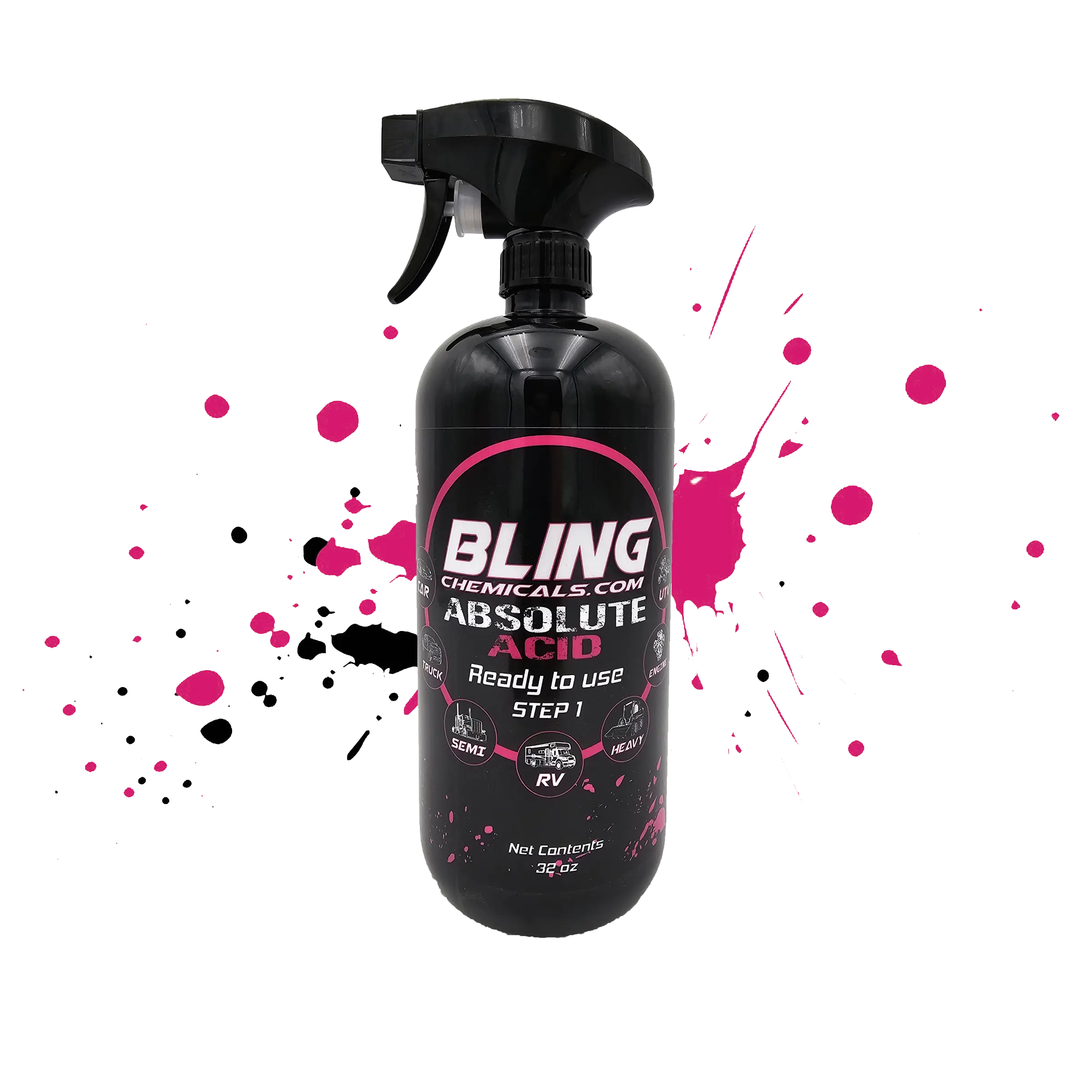 BLING Chemicals Absolute Acid 32 oz Liquid Rust Remover & Wheel Cleaner for Automotive - Powerful Degreaser for Hard Water Stains