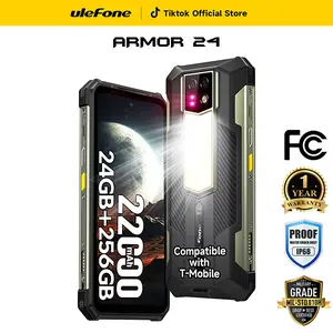 Ulefone armor 24- Rugged Cell Phones Android 14,1000Lumens Camp Light, 22000mAh, 24GB(12+12)+256GB, 64MP Dual Cameras+64MP Night Vision Camera, 6.78” Display, uSmart Supported, 4G LTE Smartphone, NFC/GPS, Black