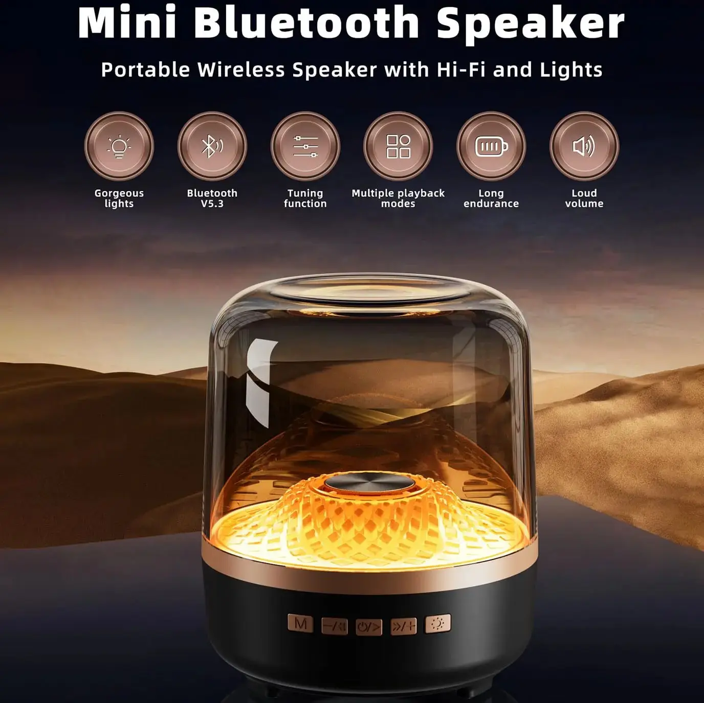 Bluetooth Speaker Audio equipment, Audio Portable Wireless Glaze Bluetooth Audio - Type C Charging, TWS Stereo Sound, 5 RGB Lighting Modes, Long Battery Life, Ideal Festival Gift