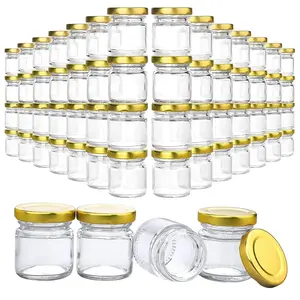 60 Pack Small Glass Jars with Lids, 1.5 oz Mini Honey Jars, Candle Jar for Candle Making for Gifts, Crafts, Spices, Wedding, Party Favors