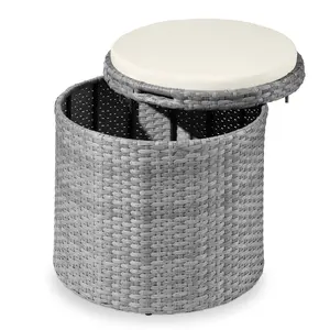 Best Choice Products Round Wicker Ottoman, Multipurpose Furniture w/ Removable Cushion, Steel Frame