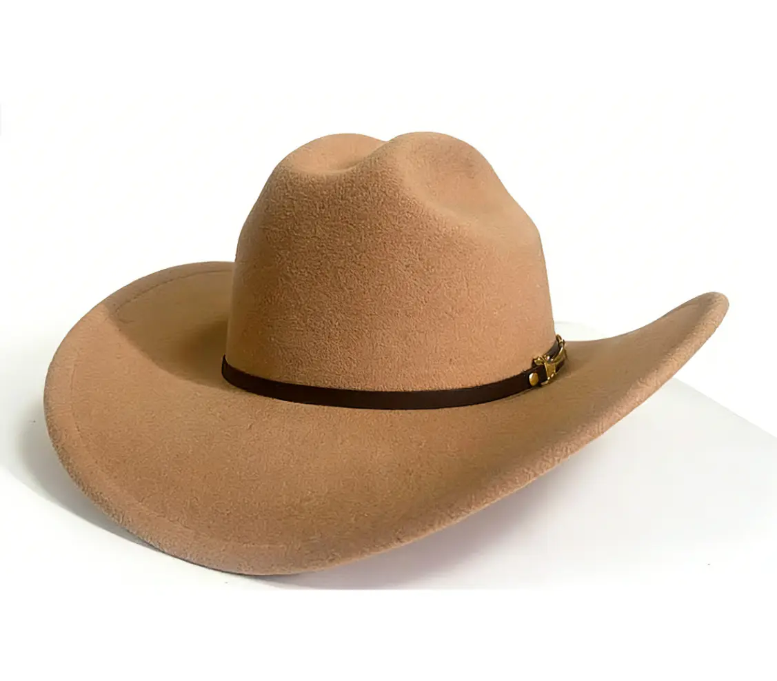 Felt Cowboy Hat, Wide-Brim Western Style for a Cowboy Aesthetic - Lightweight Unisex Masquerade Costume for Festivals & Parties, Outdoor, Classic, Fashion