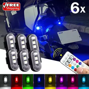 Underglow Kit RGB Lights Wireless Remote Control Cars Side Decoration Lamps, LED 8 Colors Custom Lighting Rechargeable Strobe Footwell Ambient light, Exterior Interior Decorative accessories Flash Warning for SUV Truck Motorcycle Bike Aircraft, waterproof
