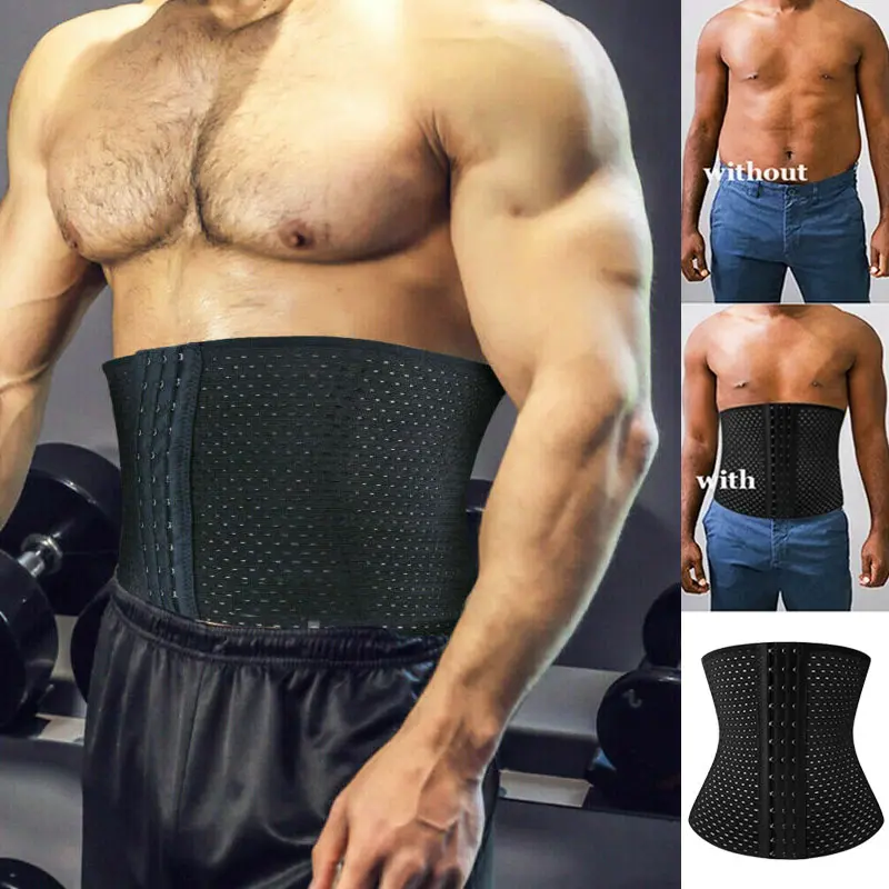 CATTIBOR 1/2/3 Pack Men‘s Solid Color Hook & Eye Front Waist Trainer Belt,High Stretch Tummy Control Waist Cincher For Men and Women,Men's Shaperwear For Daily Use,Workout Waist Trainer Belt