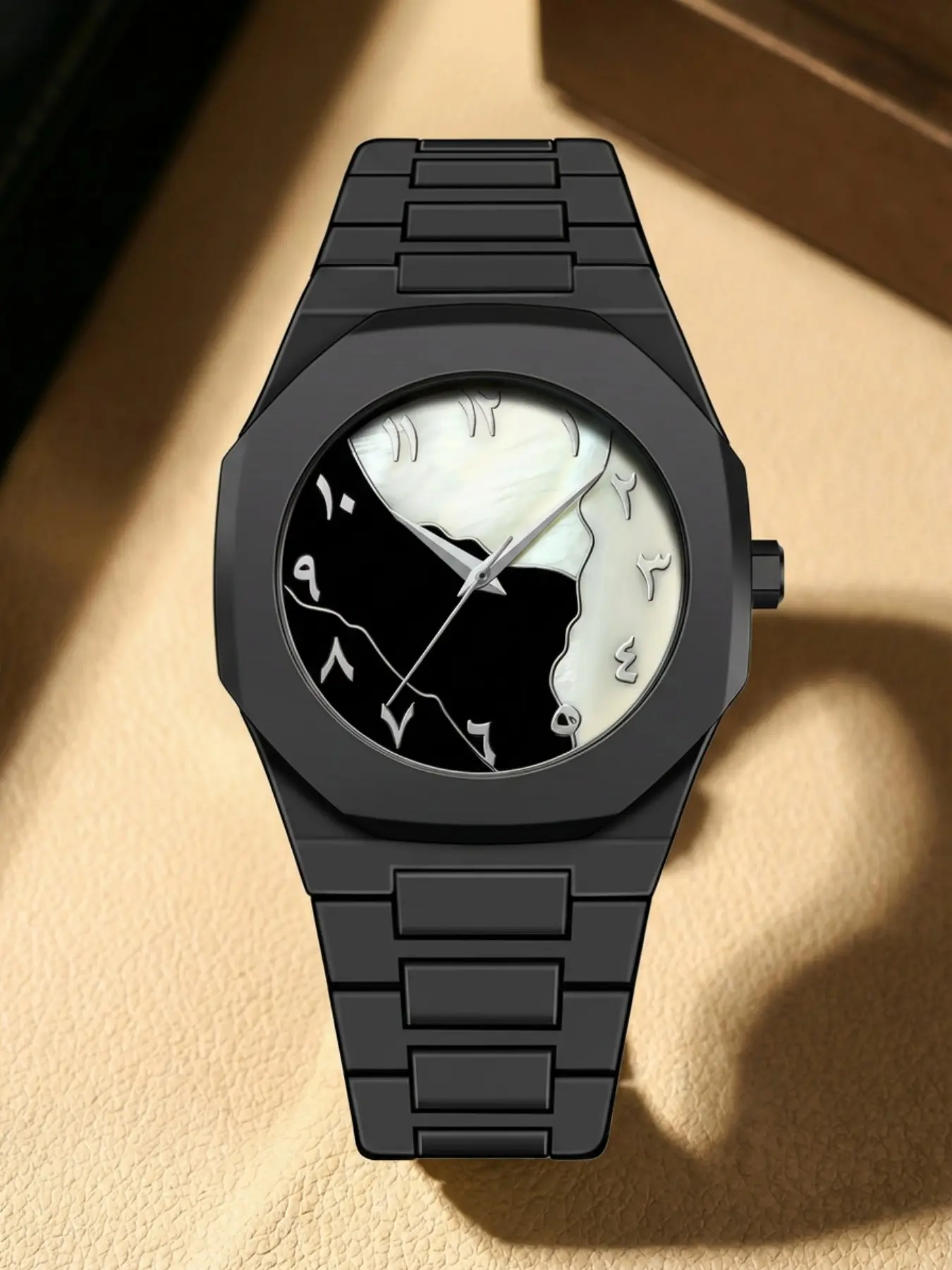Men's Shell Quartz Watch, Quartz Movement, Dial, Steel Strap, Arabic Numerals, Fashionable and Versatile, Business and Casual Wear, Fashionable Watches, Quartz Analog Wristwatch