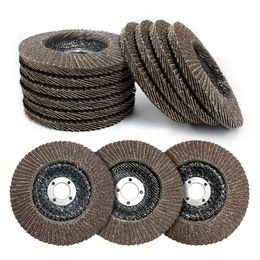 10PCS 4-Inch (100mm) Flap Discs, 60/80/120 Grit Coarse Abrasive Wheels, Heat-Resistant Angle Grinder Accessories for Metal Surface Treatment & Stainless Steel Weld Rust Removal