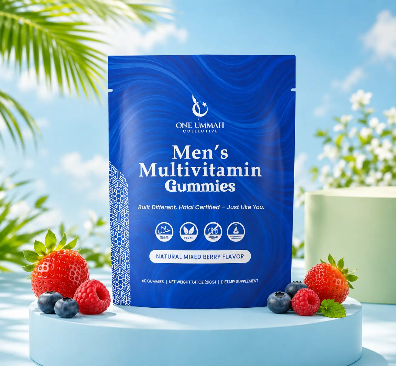 Halal Certified Men's Adults Multivitamin Biotin Gummies Vitamins Supplements - Sugar-Free, Easy Digestion, High Absorption, Zinc Rich, 60 Count - Essential Nutrients for Energy Boost & Wellness Support, Chewable Dietary Supplement, Healthcare, Body Healt