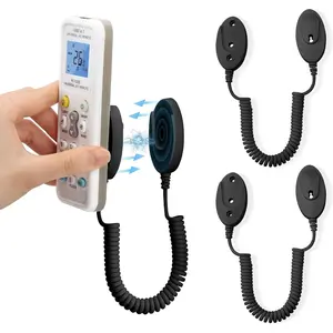 2-Pack  Remote Control Holders with Spring Ropes - Safely Secure Remotes & Small Items, Wall-Mount with Adhesive, Anti-Loss, Rapid Adsorption, Extendable Spring (Black 43 inch, 2 Pack)