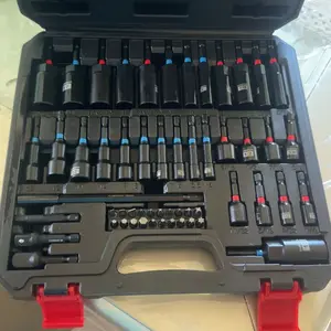 CASOMAN 55-Piece Magnetic Nut Driver Set for Impact Drill Deep & Shallow Metric & SAE Includes Screwdriver Bits Bit Extension Bar Socket Adapters & Wing Nut Driver Tool Box