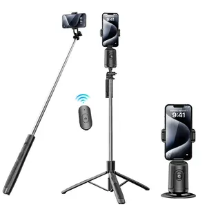 Auto Face Tracking Phone Holder & 62''Smartphone Tripod, No App, Required Gesture Control, 360° Rotation Phone Holder Tripod with Wireless Bluetooth Remote for Vlog/Video/Photo