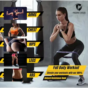 Pro Resistance Bands Set of 5 - Long Rubber Band for Home, Gym, and Physical Therapy with Glute Extension Instruction Guide