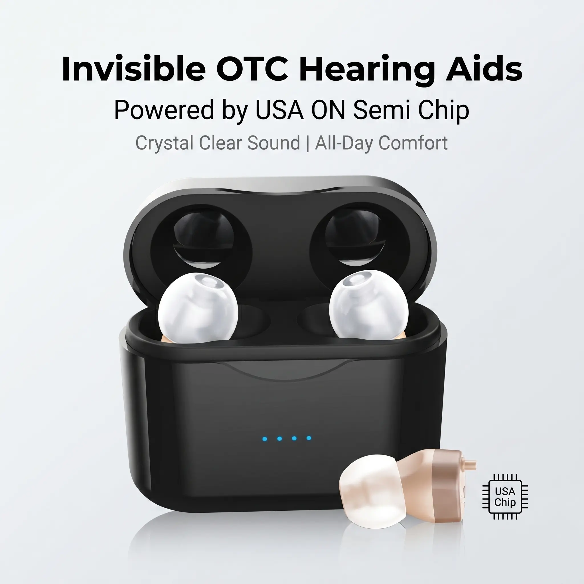 Invisible In-The-Ear Hearing Aids A-31 With Noise Canceling, Clear Sound, 25H Battery Life, Rechargeable For Seniors And Adults