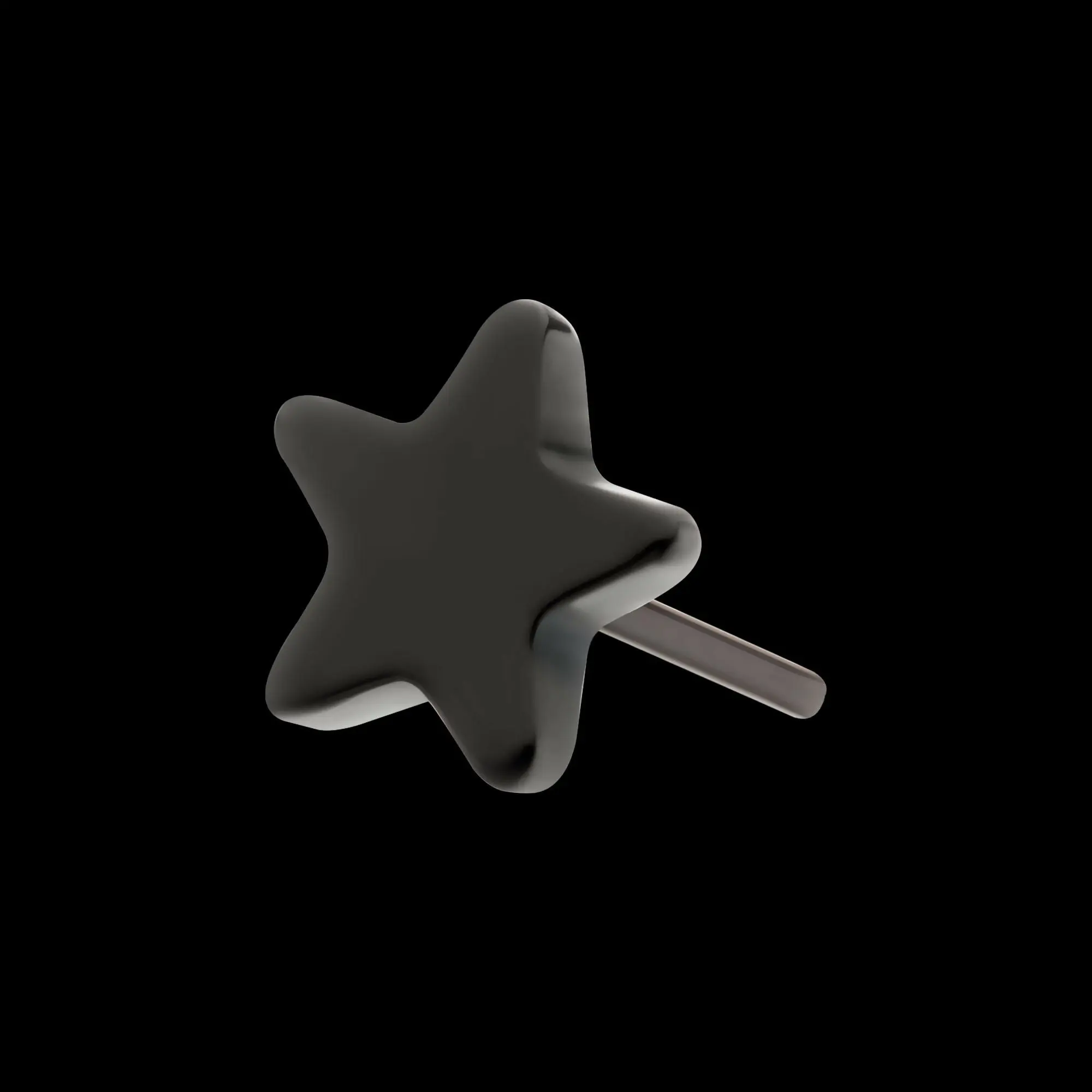 Star Flatback Stud Earring / Nosering - Black PVD Titanium