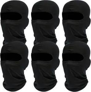 Pack of 6 Black Face Masks - Breathable, Moisture-Wicking Polyester Full Face Masks for Cycling, Motorcycle Riding, Hiking, Skiing - Stretchable, Quick-Drying Outdoor Headgear, Unisex