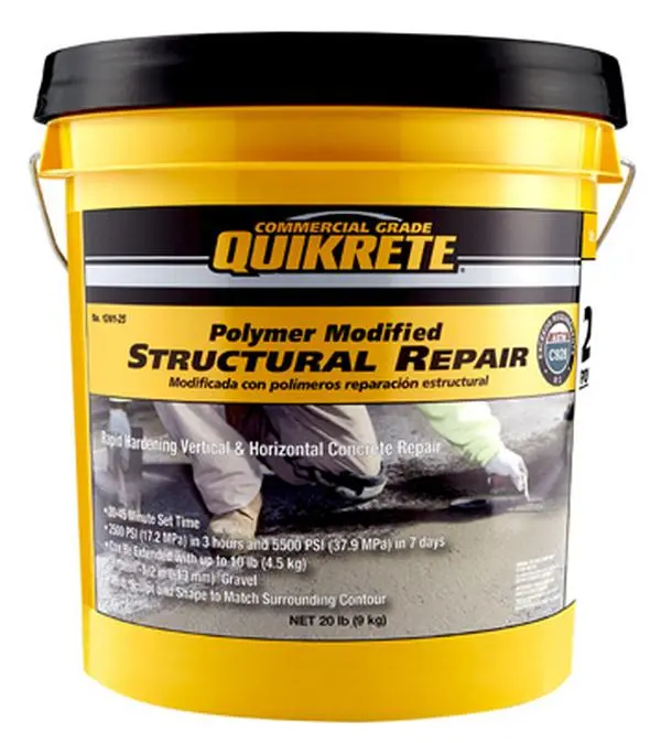Quikrete 20lb Bagged Mix High-Strength Rapid-Hardening Shrinkage-Compensated Polymer-Modified Structural Repair Concrete for Vertical/Horizontal Home Improvement Repairs