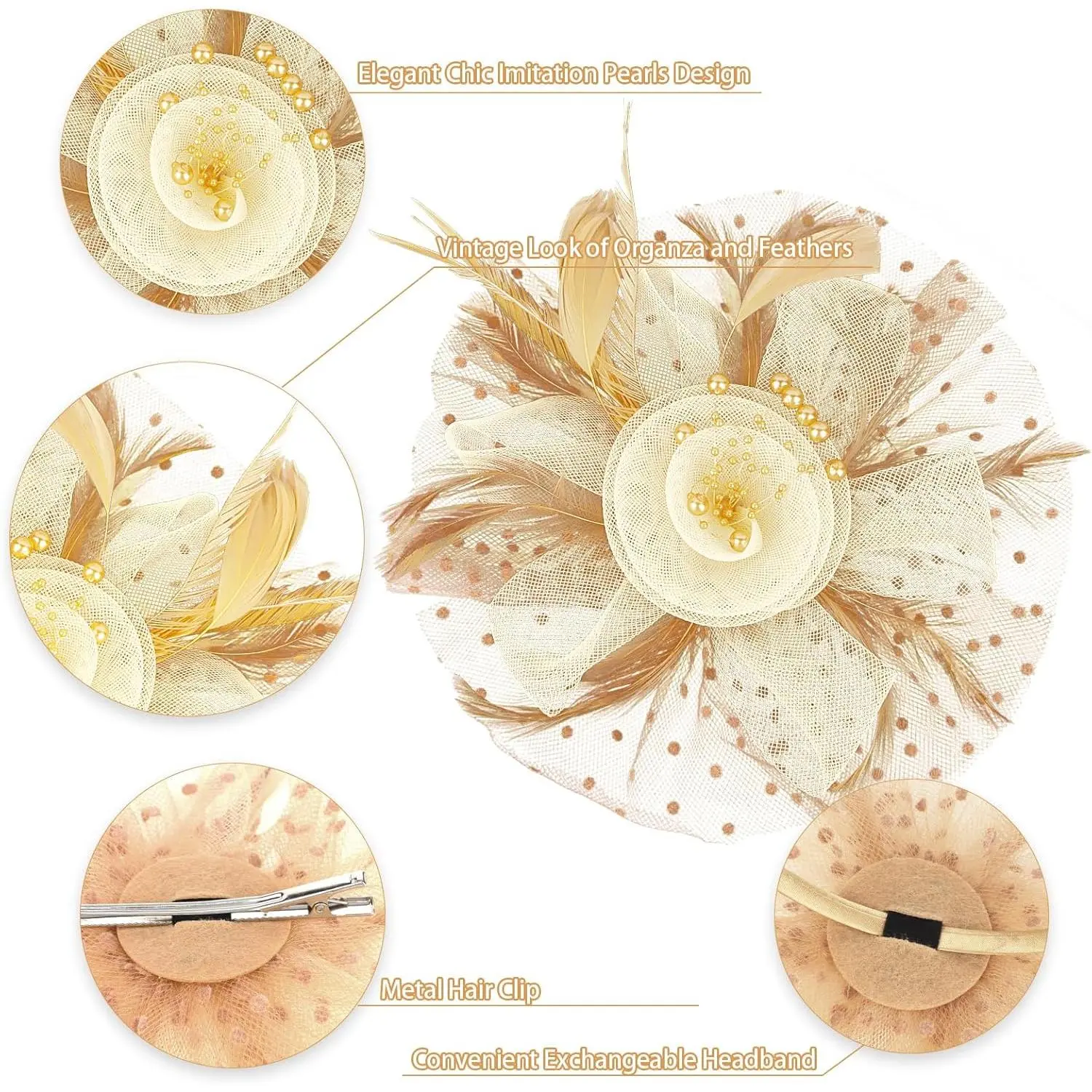 Fascinators Hats for Women Tea Party Flower Pearl Feather Wedding Fascinator Hat Derby Hats for Women Girls Fascinators Hats for Women Tea Party Flower Pearl Feather Wedding Fascinator Hat Derby Hats for Women Girls