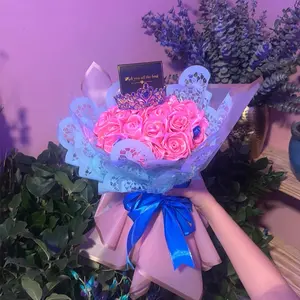 Luxury Rose Bouquet with Blue Ribbon and  for Special Occasions