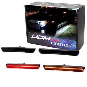 iJDMTOY Dark Smoked Lens Amber/Red Full LED Wheel-Well Fender Side Marker Light Kit For GMC 2020-up Sierra 2500 3500 HD, 23-up Canyon, Powered by 180-SMD LED