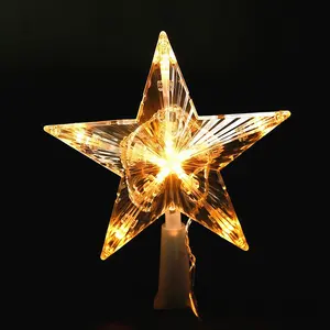 Christmas Tree Decoration Lights Star-Shaped Topper LED Christmas Tree Light Battery Operated Holiday Decorations