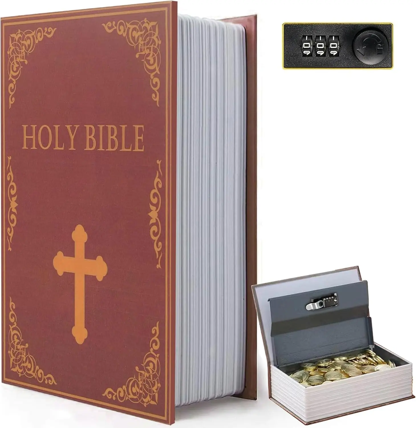Diversion Book Safe Storage Box (9.5"×6"×2.2") - Secret Safe Can with Security Combination Lock