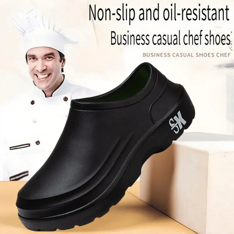 Fashionable work shoes, chef shoes, lightweight and comfortable labor protection shoes, protecting toes, casual foot pedals, suitable for all seasons