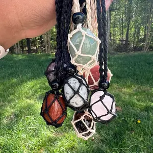 Crystal Cord Cage Necklace, Crystal Necklace