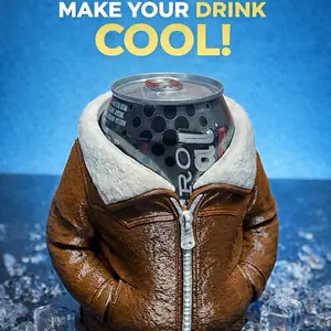Plastic Retro Leather Bomber Jacket Can Cooler - 3D Printed, Birthday Gift, Sports & Outdoor Drinkware for Beer, Soda