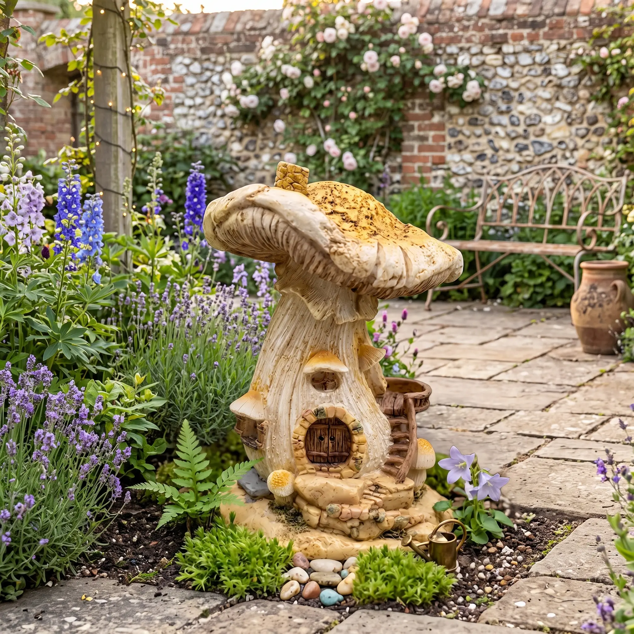Mushroom House Table Lamp Fairy Garden Decor Miniature Mushroom Figurine Resin Night Light Cute Room Decor Aesthetic Cottagecore Bedroom Living Room Bedside Lamp Whimsical Mushroom Cottage Miniature Fairy Garden Toadstool House