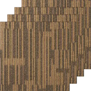 【Spotlight Day】VEVOR Carpet Tiles Reusable, 20"x 20"Carpet Squares With Padding Attached, Soft Padded Carpet Tiles, Easy Install DIY for Bedroom Living Room (12Tiles, Mixed Brown)