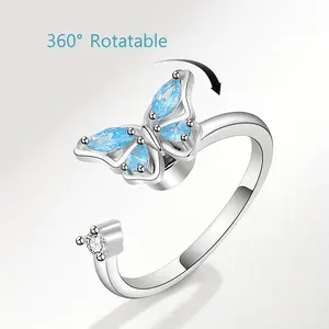 Neutral Rotating Fidget Ring for Women, Luxury Stress Relief Spinner Band, Fashionable Unique Cool Design Ring for Daily Wear Anxiety Relief & Casual Matching