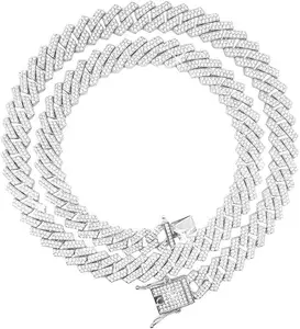 Silver Gold Cuban Link Chain for Men/Women, Iced Out Mens Diamond Chain Necklace-Miami Cuban Link Chains Hip Hop Jewelry