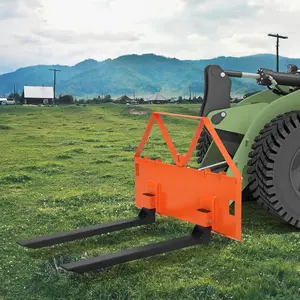 46" Orange Heavy Duty Pallet Forks for Tractor & Skid Steer – 3200 lbs Capacity – Global Quick Attach Loader with Hitch Ball – Ideal for Farming, Landscaping, Warehouse