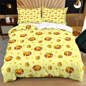 Cute duck pattern duvet cover set, soft and durable bedding set, contains 1 duvet cover and 1 or 2 pillowcases, daily holiday birthday gift bedroom decoration for children and adult, Bedding Supplies