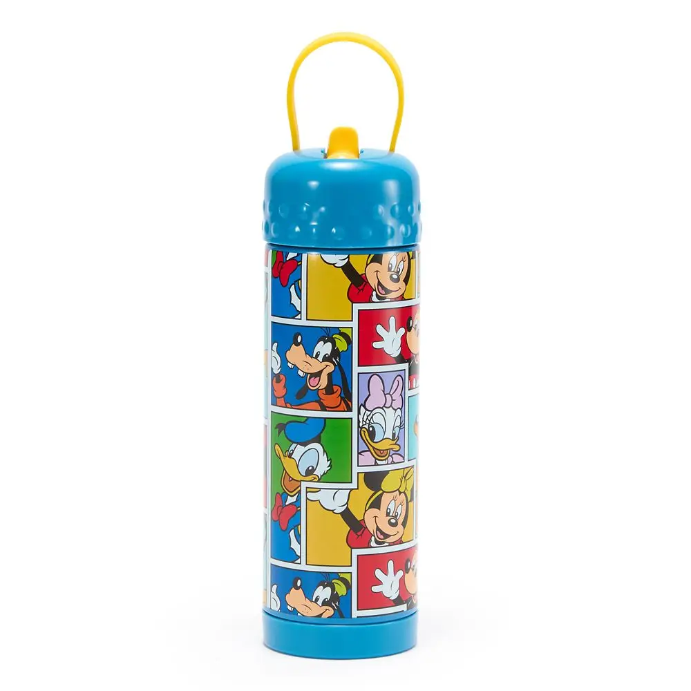 Disney Store Mickey Mouse and Friends 16 oz. Stainless Steel Water Bottle with Built-In Straw