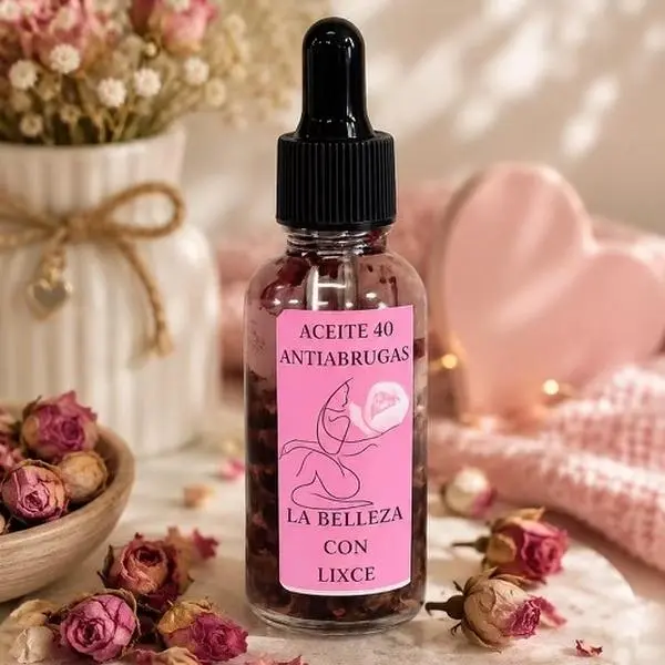 Aceite facial antiedad formula 40, tratamiento para lineas de expression y arrugas, cuidado de la piel.