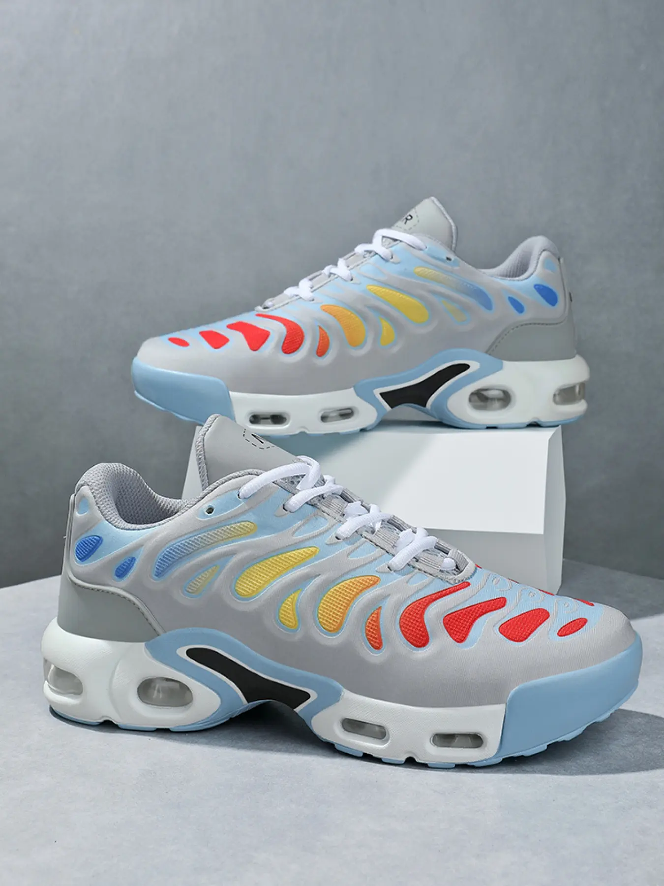 Unisex Black-White Air Cushion Breathable Casual Shoes, Sports Running Shoes, Sporty Running Shoes, Soft Air Cushion Foot Feel + Breathable Material Upper + Lace-Up Adaptability, Soft Fit & Practical Convenience, Ideal for Commuting & Light Sports Scenes