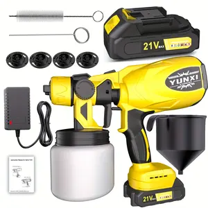 YUNXI Battery Wireless Coating Spray Gun, Home Indoor and Outdoor Wireless HVLP Spray Paint Machine, Used for Wall, Fence, Home Indoor and Outdoor Painting, Spray Paint Gun with Battery, Wireless Spray Paint, Wall Painting Tool, Fence Painting Equipmen