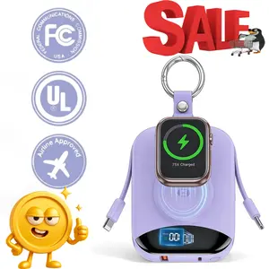 【Ultra-long battery life】10000mAh Portable Charger with Built-in Cables Keychain Power Bank, Power bank with power display,Travel Battery Pack Lightweight USB Type-C Perfect Gift for Smartphone Users,Gifts for friends