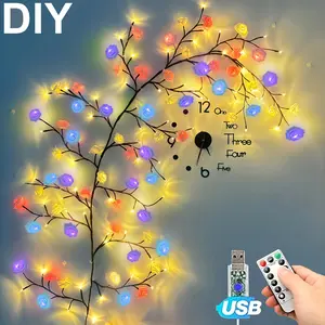 MICRENCY USB-Powered Dimmable Vintage LED Tree Branch Light with LED Lamp Beads, ABS Irregular Ornaments, Festive Decoration for Christmas Home Ambient Night Lighting, Gift Box (mklmghtt-96d-ykk-1)