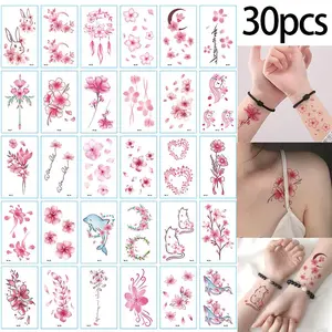 Flower & Animals Pattern Tattoo Stickers, 30pcs/set Temporary Tattoos for Women & Men, and Long Lasting Tattoo Sticker for Daily Use