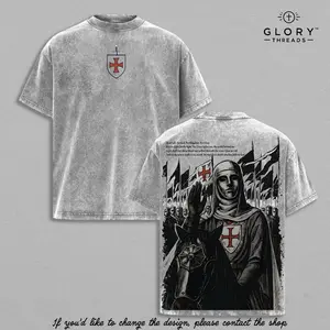 Retro Baldwin IV "The Leper King" The Crusader King and His Holy Army Vintage Washed T-Shirt Hoodie Tank Top Sweatshirt | Jerusalem Cross Medieval Christian Streetwear | Medieval Cross Armor Glory of God Outfit