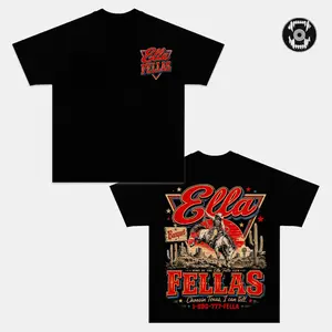 Ella Langley Ella Fellas Graphic Tee, Vintage Country Music T-Shirt, Western Rodeo Fan Merch, Cowgirl Desert Shirt, Double Sided Concert Style Tee, Country Music Lover Gift, Southern Bar Music Tee, Unisex Cotton T-Shirt