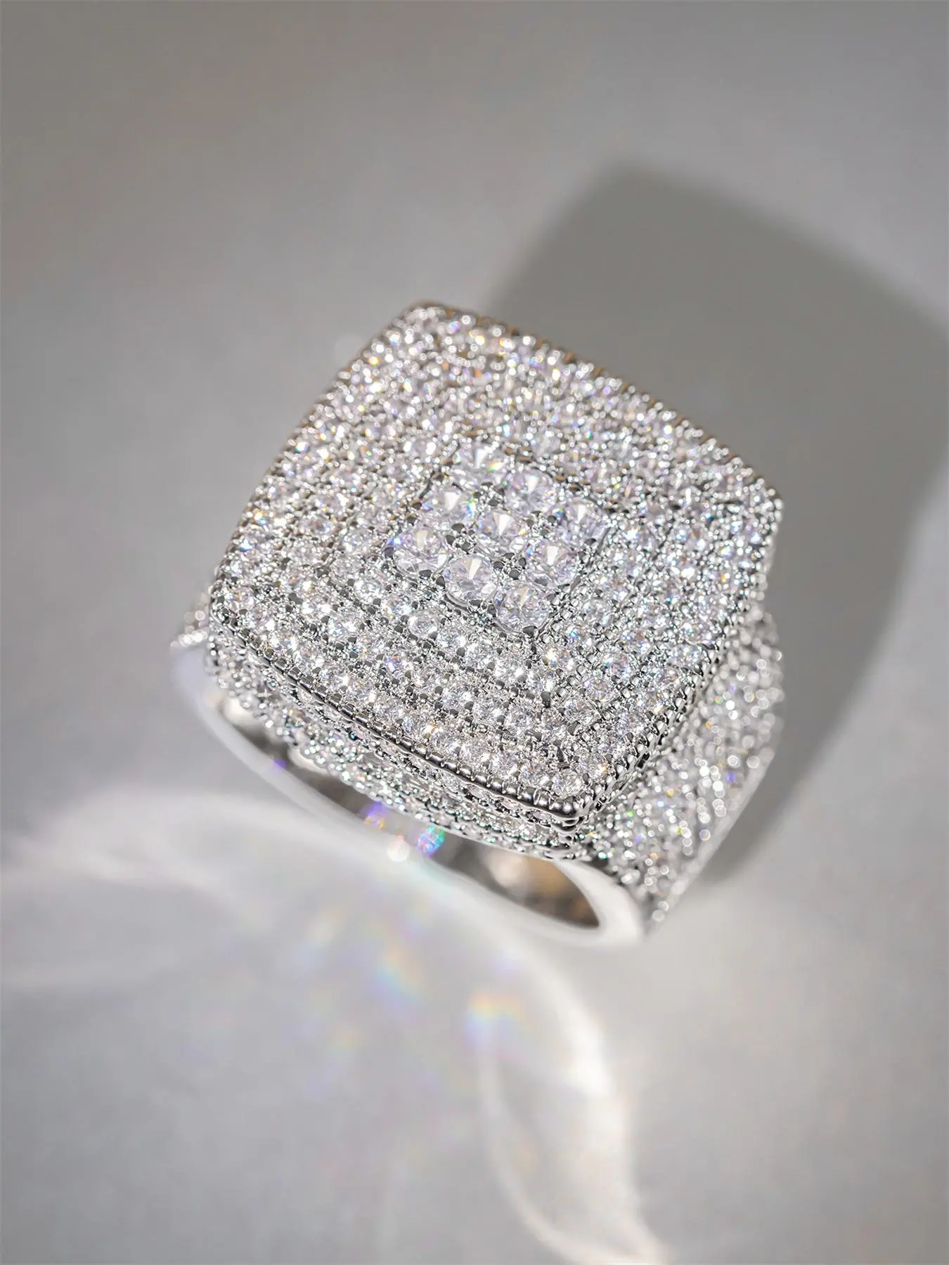 Fashion Square Shaped Artificial Zirconia Decorated Ring, Fashion Jewelry for Party, Daily Clothing Decor, Trendy All-match & Exquisite Jewelry for Birthday Gift