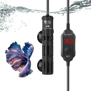 AquaMiracle 25-500W Aquarium Heaters with Protective Housing, Submersible Fish Tank Heaters with LED Digital Display Thermostat, Adjustable Fish Heater for 3-120 Gallon Tanks
