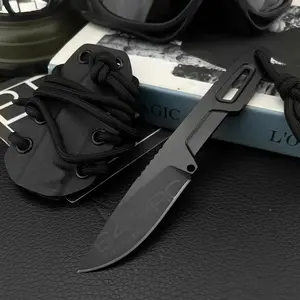 Fixed-blade knife for outdoor camping and barbecuing, with a K-type sheath—lightweight and versatile for everyday hiking, fishing, and climbing