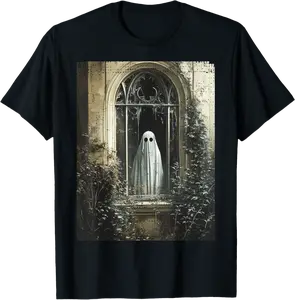 Halloween Spooky Ghost Goth Cottagecore Window Dark Gothic T-Shirt - Tamauziabro Shop 40B0DHL74JM7